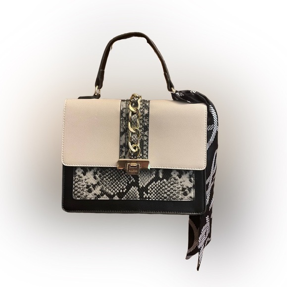 ALDO Cailla Animal Print White Top Satchel and crossbody  NEW - Picture 3 of 10